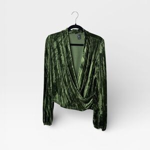 Cider Deep Green Wrap‎ Blouse (A)